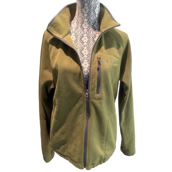 Columbia Jacket Mens Large Olive Green Interchange Fleece Full Zip Sweater Hike - Picture 3 of 14